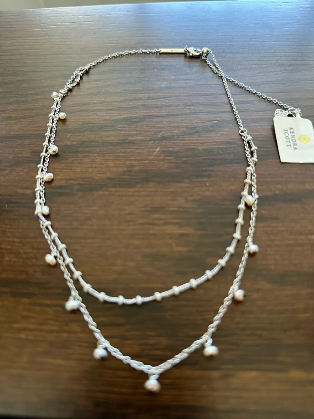 Eve Silver-Tone Double Strand Pearl Station Necklace - Picture 5 of 5